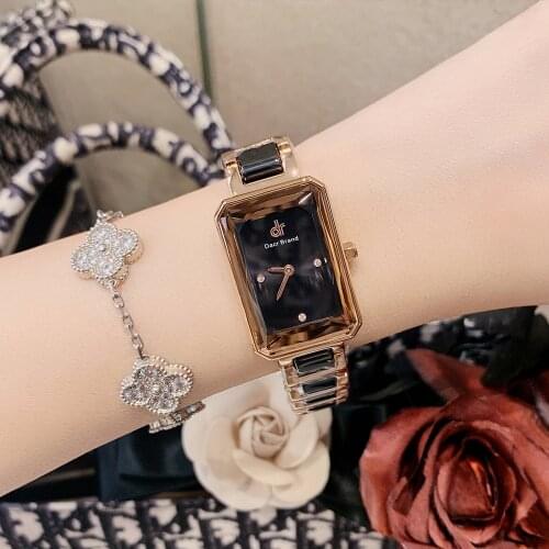 Womens Watch Small Square Watch Simple Light Luxury Square Fashion Quartz Steel Band New Ceramic Watch Women