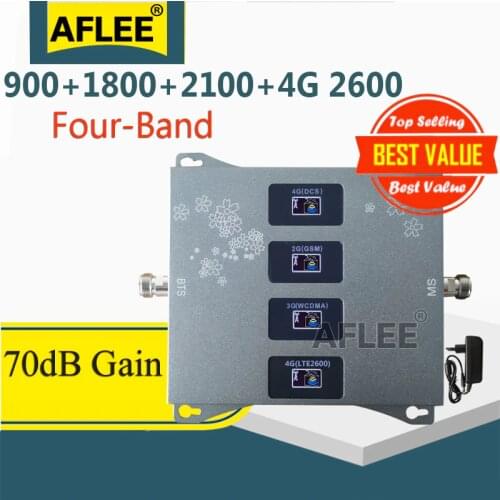 1PCS 900 1800 2100 2600mhz Four-Band 4G Cellular Amplifier Repeater GSM 2G 3G 4G Network Mobile Signal Booster GSM DCS WCDMA LTE