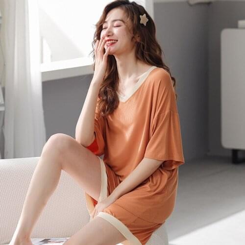 Two-piece suit Women pajamas Modal sleep tops shorts sleepwear Summer Plus Size pijama set pyjama femme pijamas de mujer 2021