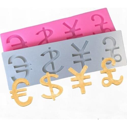 US Dollar Euro Pound Sterling LOGO Epoxy Resin Silicone Mold for DIY Handmade Plaster Jewelry Kids Toys Key Chain Fondant Mould