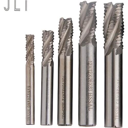 5pcs/set JLI 4 Flutes 6/8/10/12/14mm Roughing Milling Cutter HSS Straight Shank Router Bit End Mill Carbide CNC Mill Tools