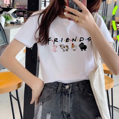 New Vegan Cute Pig Harajuku Ullzang T Shirt Women Style Fashion T-shirt 90s Graphic White Tshirt Kawaii PrintingTop Tee Female