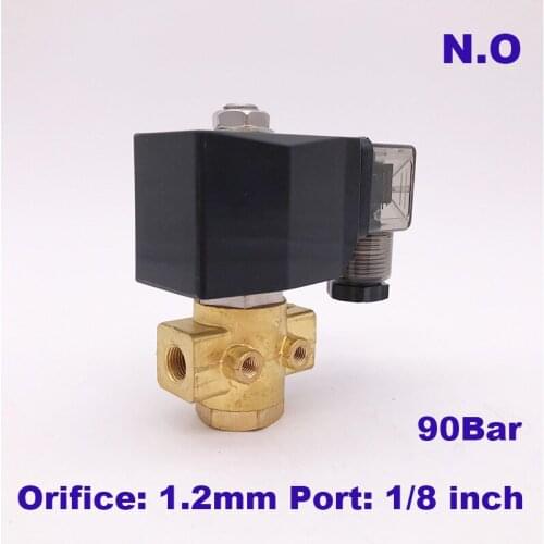 GOGO 90bar 2 way Brass water high pressure solenoid valve normally open 1/8" BSP 12V DC Orifice 1mm PG-01K NO with plug type
