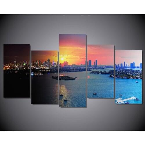 HD Printed florida miami Painting 5 piece canvas art room decoration print poster picture Free shipping