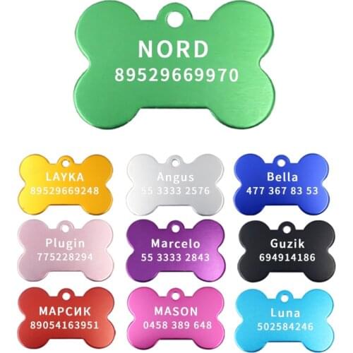 2pcs Personalized Engraving Anti-lost Dog ID Tag Identification Customized Pet Name Puppy Collar Dog Cat Bone Tags Pet Supplies