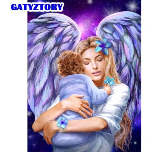 GATYZTORY Paint By Number Angel Children Drawing On Canvas Diy Pictures By Numbers Woman Kits Handpainted Art Gift Home Decor