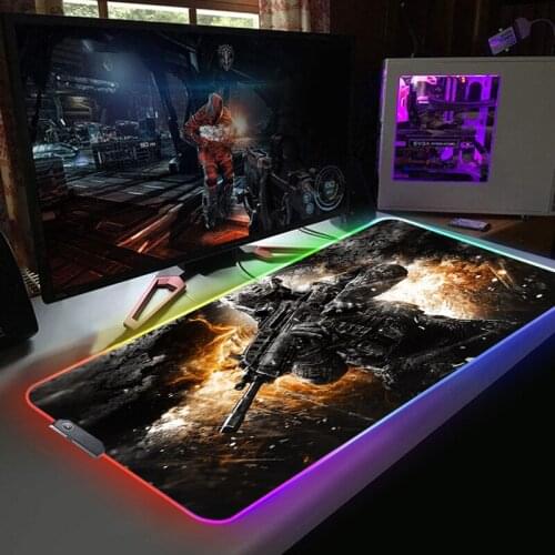 Warface RGB Mousepad Gaming Mause Ped Gaming LED Mouse Pad Gamer Backlit Mat Computer Desk Mouse Mats Xxl Mice Keyboards Office