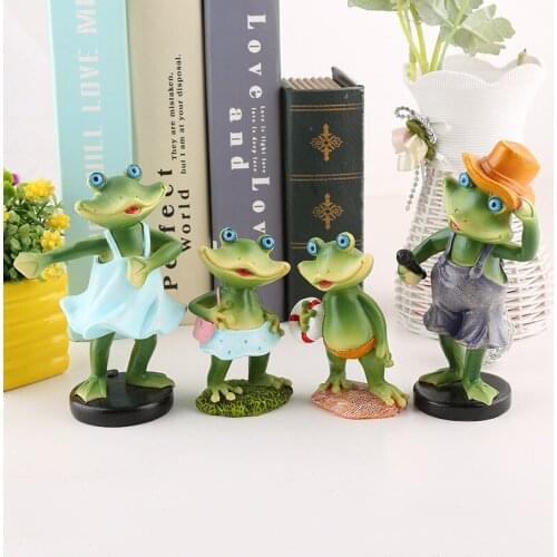 Resin Creative Home Craft a Family of Four Singing Frog Ornaments Bedroom Home Decoration Wholesale