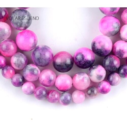 Natural Fuchsia Persian Jades Stone Round Loose Beads For Jewelry Making 6-10mm Spacer Beads Fit Diy Bracelet Necklace 15