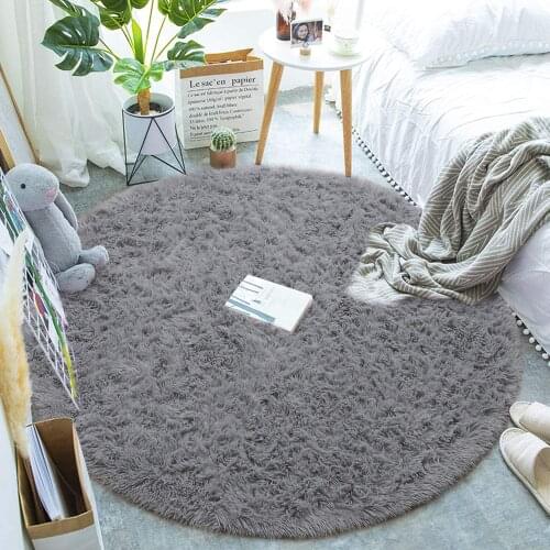 Round Fluffy Soft Area Rugs Plush Shaggy Carpet Cute Circle Nursery Rug for Kids Baby Bedroom Living Room Home Decor Carpet
