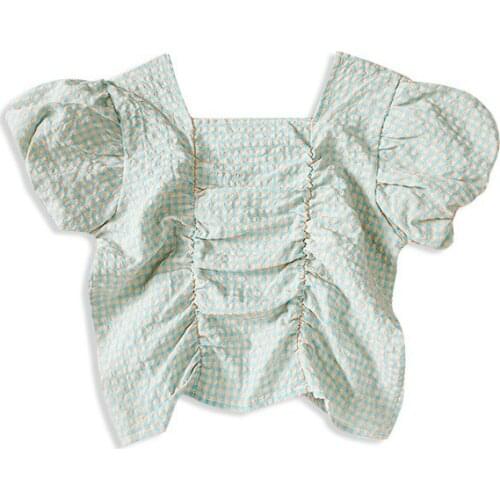 2020 Summer New Baby Girl Shirts Fashion Green Cotton Kids Little Girls Tops Short Sleeve Shirt Tee