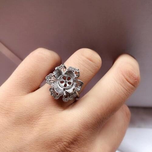 Flower Style Hot Ring Mountings Base Findings Women Accessories Jewelry Settings Parts for Girls Pearls Beads Stones Agate