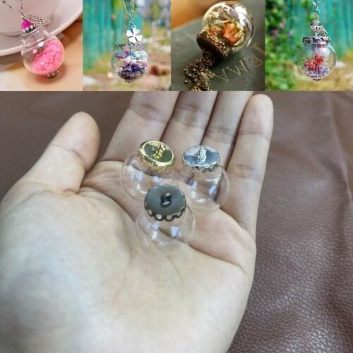 20x12mm Mini Ball Glass Globe Bottle Pendants With lace Cap Empty Hollow Glass Globes Glass Bubble Pendant Jewelry Accessory