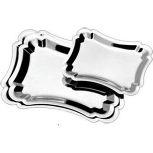 Fashion Stainless Steel Rectangular Trays Mini Napkin Towel Plate Tray Dish Flatware Sets 3 Pcs/set