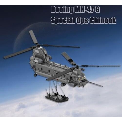 Moc BUuilding Blocks WW2 Kids Bricks Boeing MH-47 G Special Ops Chinook Amphibian Aircraft Assembly Toy Crafts Boeing Christmas