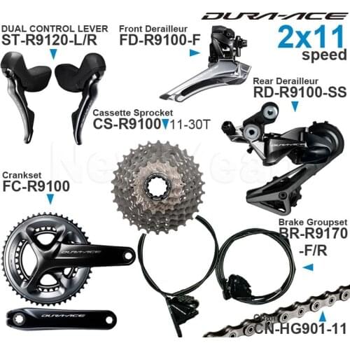 SHIMANO DURA-ACE R9100 2x11speed Groupset with R9120 Shifters Front/Rear Derailleur R9170 Brake Crankset Cassette Sprocket Chain