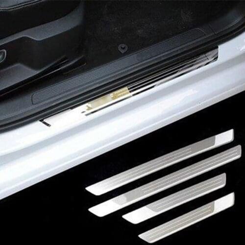 Free shipping 4pcs/lot Slim Door Sill Scuff Plates pedal car stickers car styling FOR 2014 2015 2016 Volkswagen VW Golf 7 6