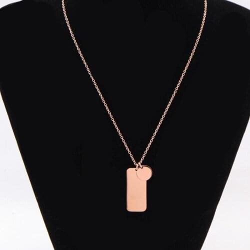 Personalization Round and Rectangle Disc Pendant Necklace can Laser engraved name date as Women Gift 50pcs/lot