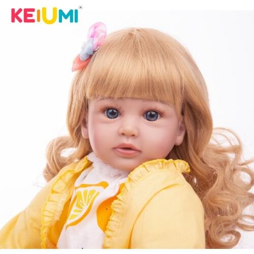 KEIUMI 24 Inch New Fashion Blond High Quality Wig Hair Reborn Newborn Doll Accessories Free Lemon Yellow Skirt Reborn Baby