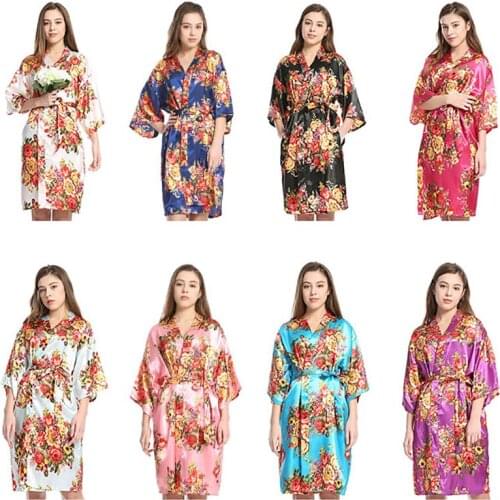 Summer Hot Style Imitation Silk Sexy Home Wear Pijamas Cardigan Kimono Bathrobe Female Robe Sleepwear Women Pajama Home Clothes
