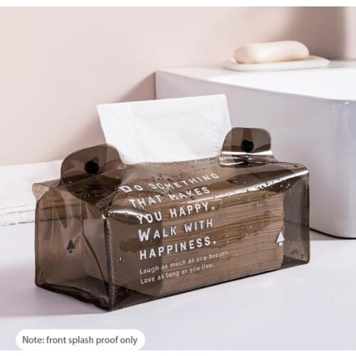 Facial Tissue Dispenser Box Cover Holder Clear PVC Rectangle Napkin Organizer For Bathroom, Kitchen And Office Room