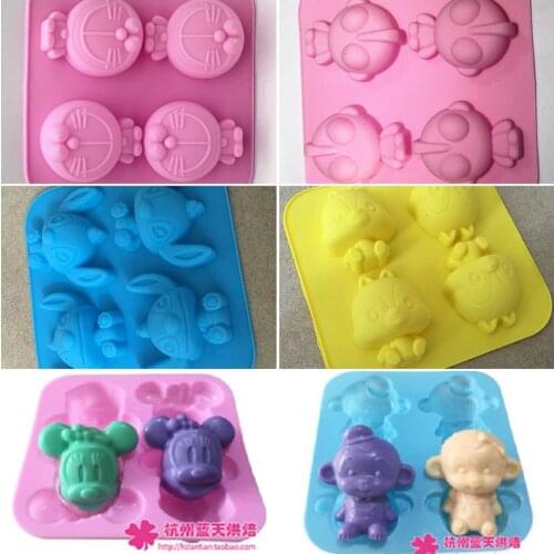 4 hole cartoon silicone cake mold chocolate mould ice cube tray