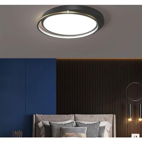 Modern Black Gold Round Decorative LED Ceiling Lamp for Bedroom Living Dining Room Corridor Loft Minimalist Indoor Light Fixture