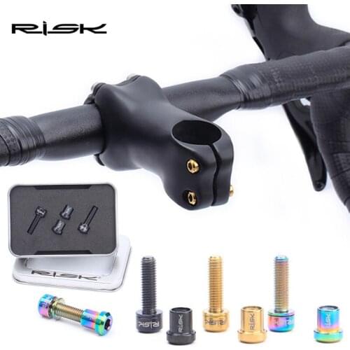 RISK 5x18mm Titanium Screws With Nut set for Carbon Bicycle Stem Fixing MTB Road Bike Handlebar stem Rear Locking Screw Fastener