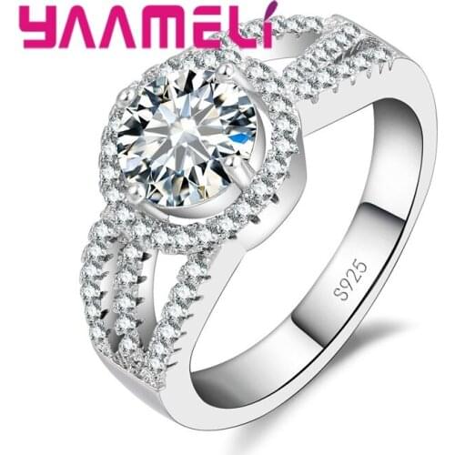 Rhinestone Wedding Rings For Women Jewelry 925 Sterling Silver Engagement Ring Female Anel Bijoux Party Gift
