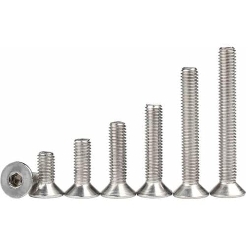 10/25/50pcs M3 M4 M5 Hexagon Hex Socket Countersunk Screw Bolt A2 304 Stainless Steel Allen Key Flat Head Bolts DIN7991