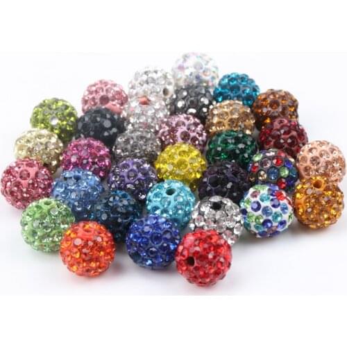 33 colors 10pcs AAAA 6 Row 10mm Crystal Clay Paved Crystal Bead Clay Micro Pave Rhinestone Ball Beads DIY For jewelry making