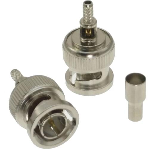 10pcs Connector BNC male window crimp RG174 RG316 LMR100 RG179 cable straight 75ohm