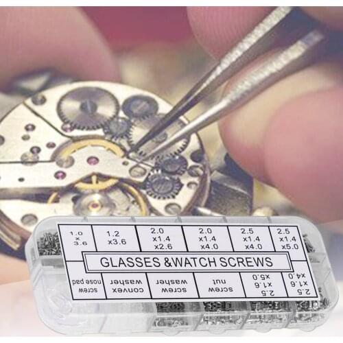 1100pcs Tiny Stainless Steel Screws Sunglasses Eyeglasses Repair Kit with Nose Pads Micro Screwdriver Tweezer