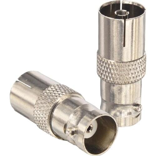 2 Pieces BNC Female Jack to IEC PAL DVB-T TV Female Jack RF Coaxial Adapter Connectors