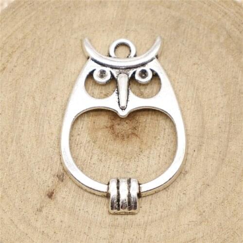 Free shipping 24pcs 34x24mm antique silver owl charms diy retro jewelry fit Earring keychain hair card pendant accessories
