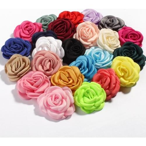30pcs/lot 6cm 24colors Fashion Burned Hair Flowers for Hair Clips/Hairpins Vintage Fabric Flowers For Kids Hair Accessories