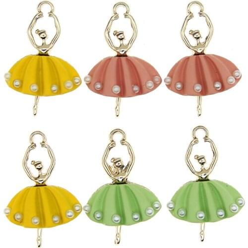 5Pcs/Set Crystal Enamel Ballet Girl Dancer Charms Pendants For Women DIY Necklace Jewelry Making Handmade Findings Accessories