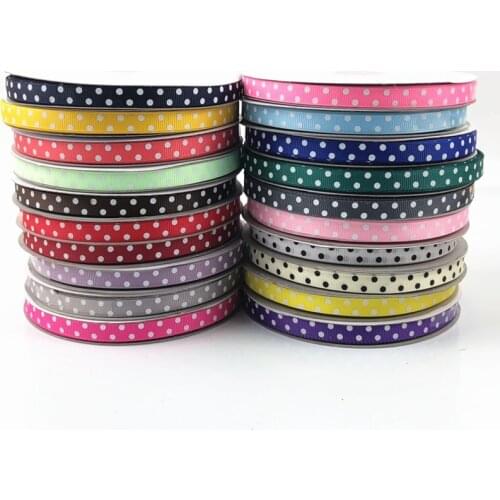 5Yards 3/8'' 10mm Grosgrain Ribbon Printing Polka Dot DIY Sewing Fabric Hair Bow Party Christmas Wedding Decoration