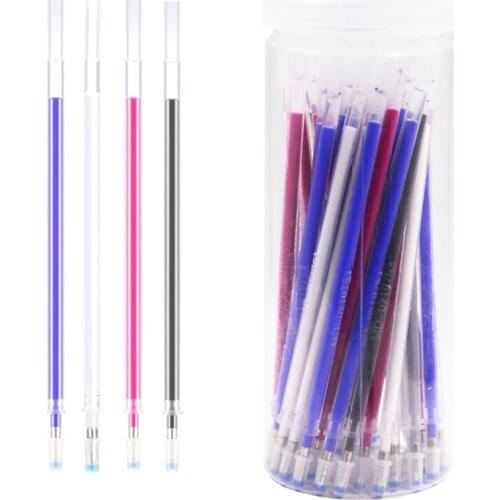 50Pcs Heat Erasable Fabric Marking Pens Fabric Marker Refills with Storage Bottle for Patchwork PU Leather Quilting Sewing Tools