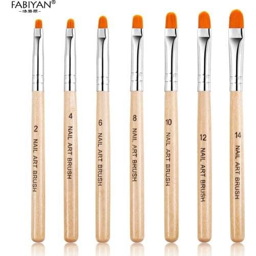 7 Size Nail Art Brush Wood Round Builder Extension Glitter Sequin Design Drawing Painting Pen UV Gel Polish Acrylic Manicure Set
