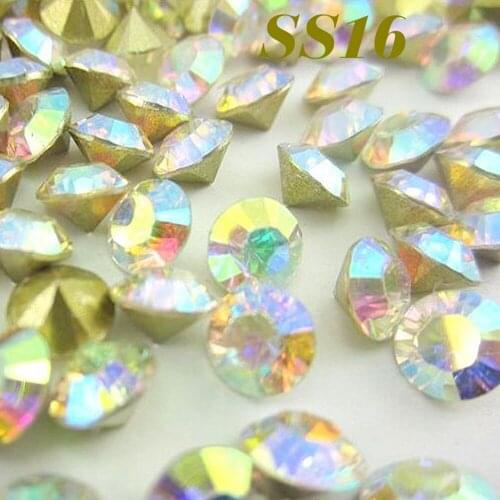 Free shipping 720pcs(5Gross) SS16 Clear AB/Crystal AB Resin rhinestones Pointback for Nail Art /Garment/Shoes DIY Decoration