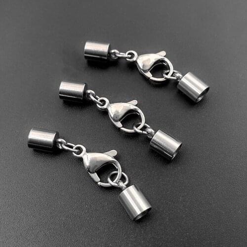 Stainless Steel Necklace Chain Cord Ends Caps with Lobster Clasps Connectors Sets Jewelry DIY Findings Wholesale fit 1.5mm 2.0mm