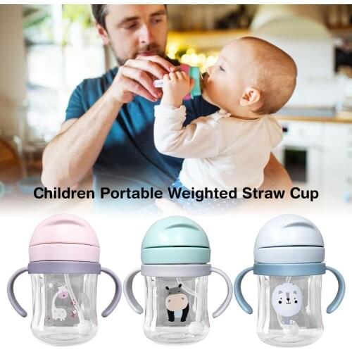 250ml Baby Feeding Cup With Straw Children Learn Feeding Drinking Bottle Kid Training Cup With Straw Cute Water Bottle