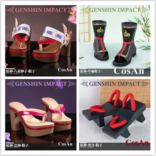 Game Genshin Impact Yae/Raiden Shogun/Yoimiya Shoes Cosplay The High Quality Universal High Heels Role Play Used Accessories