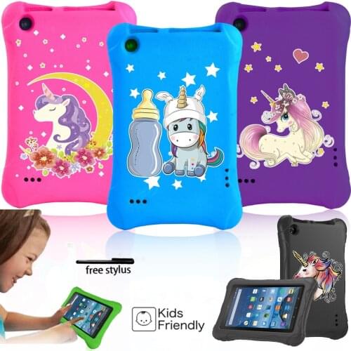 Tablet Kids Case for Amazon Fire 7 (5th/7th/9th Gen) Anti-fall Unicorn Pattern Children EVA Soft Shell Tablet Full Body Cover