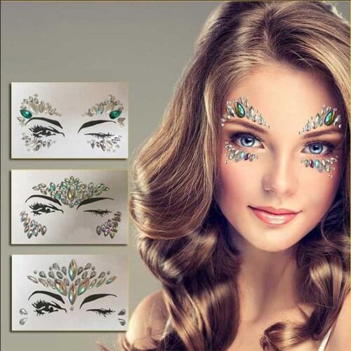 DIY Temporary Rhinestone Glitter Tattoo Stickers Face Jewels Gems Festival Party Makeup Body Jewels Flash Fake Temporary Tattoos