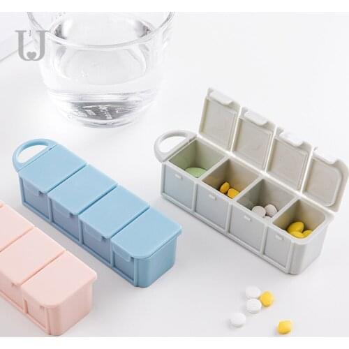 Travel Portable Pill Box Split Pill Case Hanging Type Sealed Moisture-Proof Reminder Pill Organizer Tablet Storage Organizer
