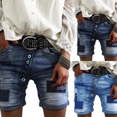 Pocket Shorts Spliced Design All Match Summer Streetwear Jeans Denim Short for Daily Life