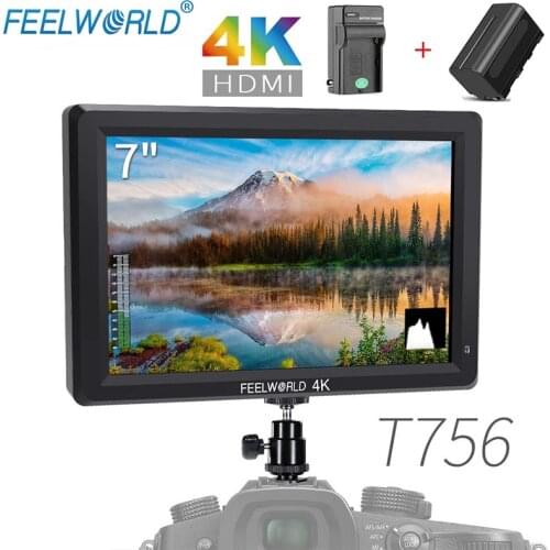 FEELWORLD T756 7'' 1920x1200 4K HDMI Input Output IPS On Camera Field Monitor + NP750 Battery Charger for Camera