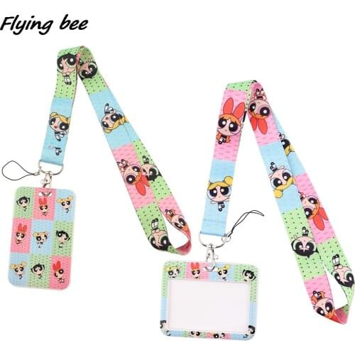 Flyingbee X1954 Cartoon Girl Personality Card Holder ID Holder Bus Card Holder Staff Card Lanyard For Keys Phone DIY Hang Rope
